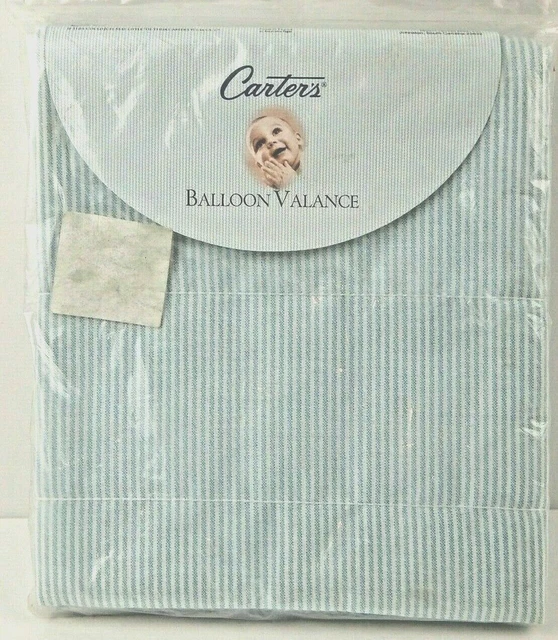 Carter's Balloon Window Valance Blue White Striped Just One Year Nursery Boy's