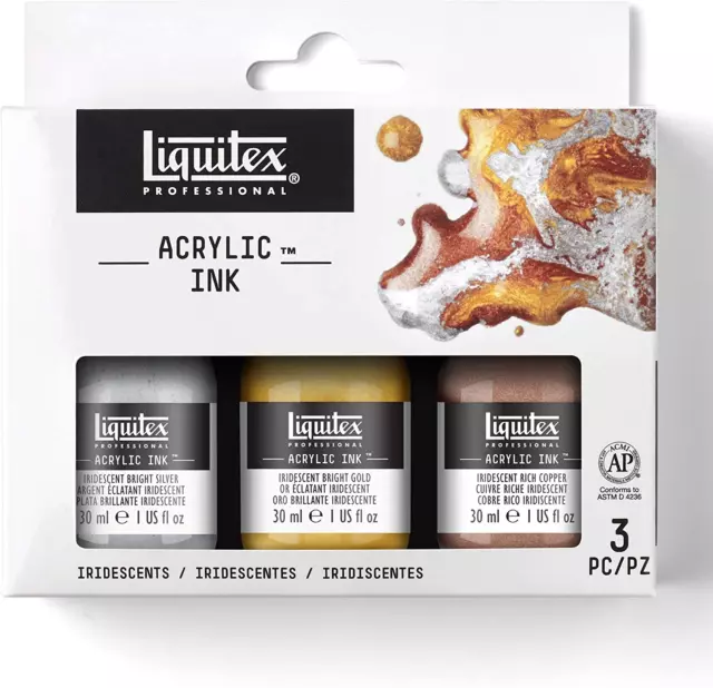 LIQUITEX Professional Iridescent 30 Ml Acrylic Ink 3-Pieces Set, Multi-Color ...