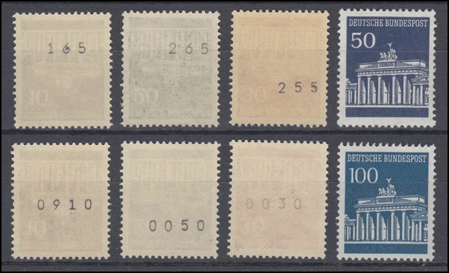 506-510v Brandenburger Tor, alle mit Nummer, von der kleinen und großen Rolle **