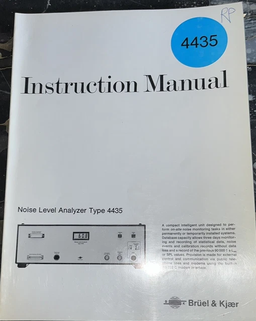 Bruel & Kjaer INSTRUCTION MANUAL 2313+ BZ 7006