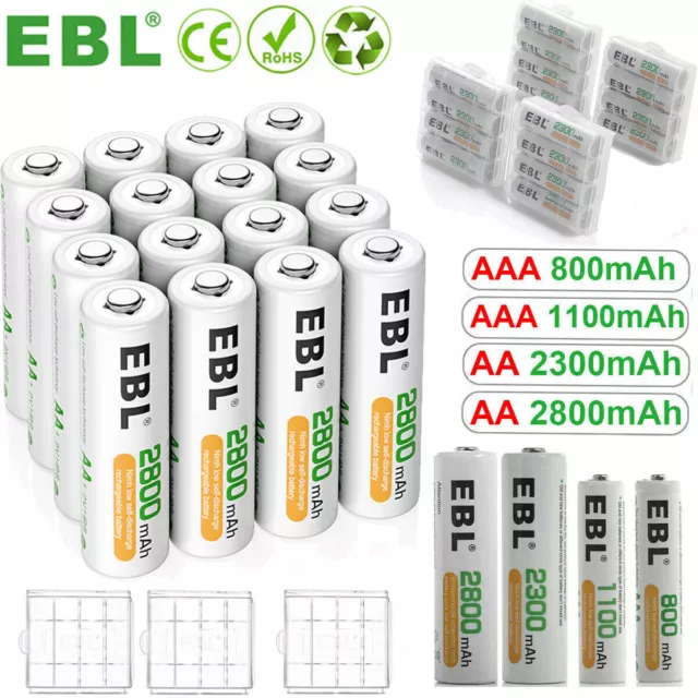 EBL Lot de 8 piles AA rechargeables NI-MH de 1,2 V 2500 mAh :  : High-tech