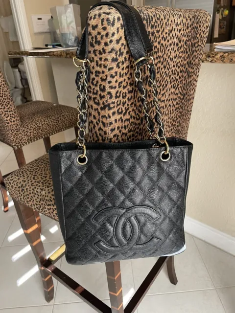 CHANEL PETITE SHOPPING Tote Black Quilted Caviar $1,700.00 - PicClick