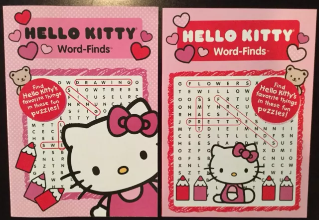 Set Of 2 Hello Kitty Word-Find Books KAPPA Pink Search Puzzle Games Activities