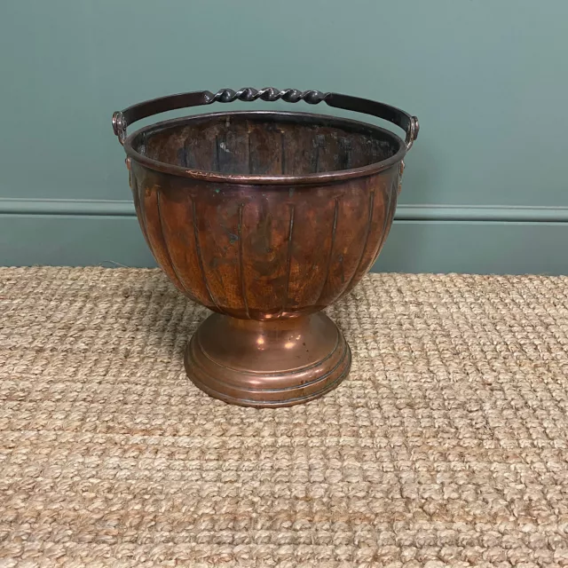 Unusual Arts & Crafts Copper Antique Coal Bucket