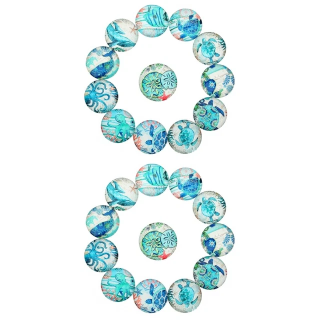 20 StückMarine-Muster GlasPasterZeitGlas-AufkleberDIY Schmuck
