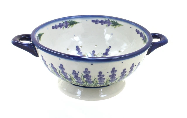 Blue Rose Polish Pottery Lavender Fields Colander