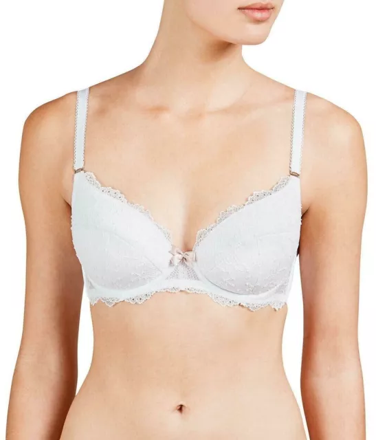 AND/OR by John Lewis Taylor Lace Plunge Bra Front Fastening Grey Pink Size  30D