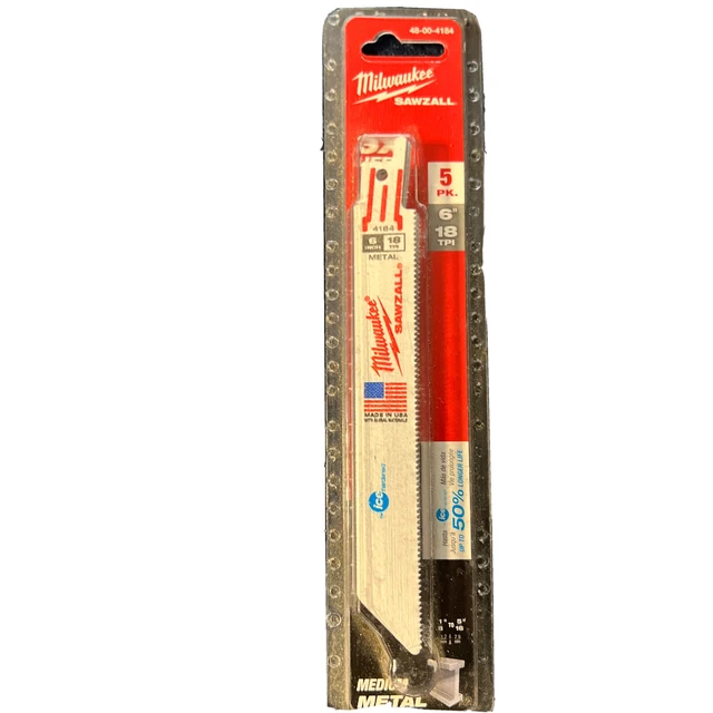 Milwaukee 48-00-4184 6" 8TPI Ice Hardened Sawzall Blades Medium Metal