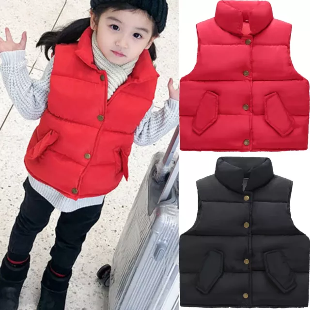 Kids Toddler Baby Boys Girls Sleeveless Winter Outer Coats Jacket Vest Outwear