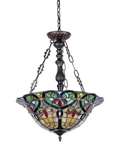 Tiffany Style Pendant Hanging Victorian Design Stained Cut Glass Ceiling Light