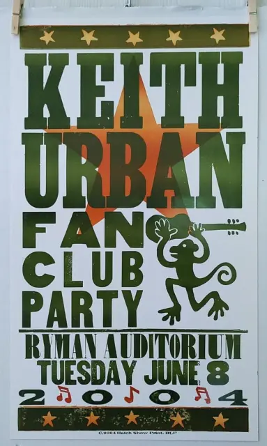 Keith Urban Fan Club Party Ryman Auditorium  Hatch Show Print 2004