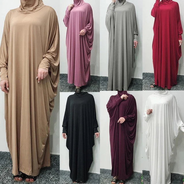 Abito da preghiera musulmano Ramadan unico pezzo donna copertura completa cappuccio abaya S9O1