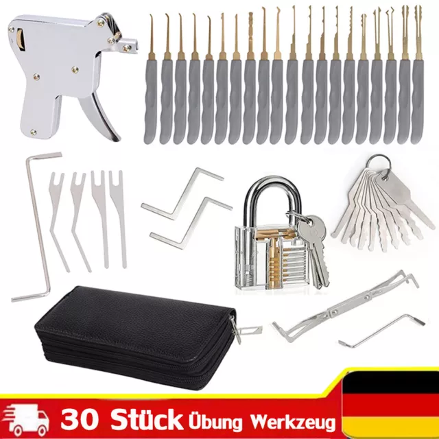 30 teiliges Profi Lockpicking Dietrich Übung Vorhängeschloss Schlüssel Pick Set