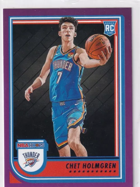 2022-23 Panini Hoops NBA Basketball No. 232 Chet Holmgren Rookie Purple Parallel