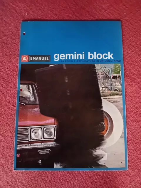 EMANUEL GEMINI BLOCK  IMPIANTI AUTOLAVAGGIO AUTO EPOCA Brochure 1971