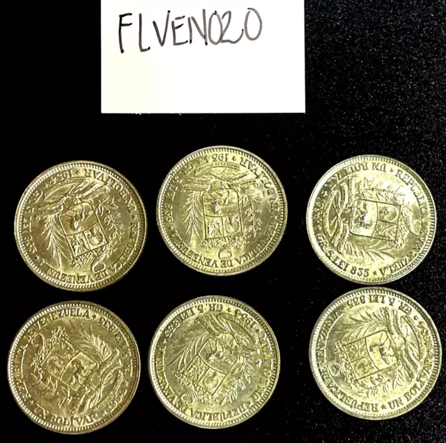 6 Silver Coin 1954 Venezuela 1 Un Bolivar Choice Brilliant UnCirculated Nice