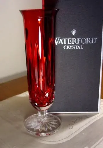 Waterford Crystal LISMORE CRIMSON Red 8" Stem Bud Vase, NEW in BOX