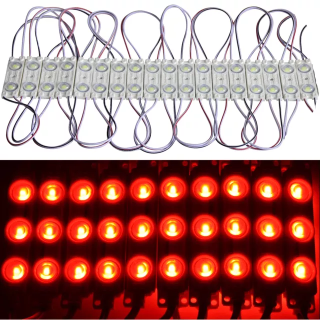 20X LED 2X Chaîne Module Rouge 12V Étanche Technique de Publicité Éclairage IP65