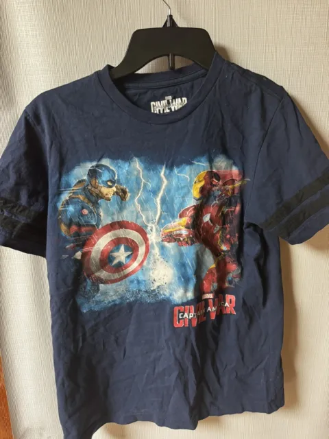 Marvel Youth boys long sleeve Captain America blue tshirt, size Extra Large