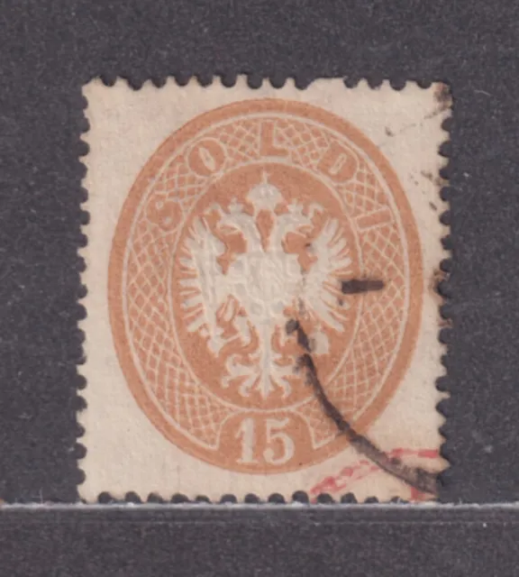 Austria Lombardy-Venetia Scott 19 Used 1863 15s Embossed Coat of Arms SCV $285