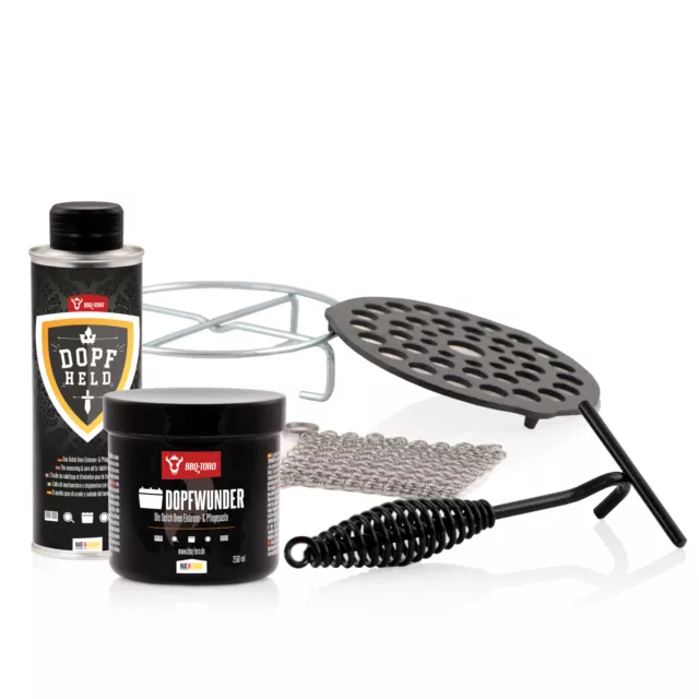 BBQ-Toro 6-teiliges Zubehör Set für Dutch Oven | mit Pflegepaste und vielem mehr