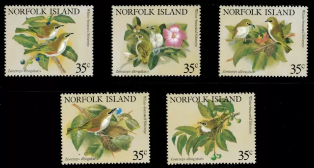 Norfolk Island 1981 - Native Silvereye Birds - Set of 5v - Scott 287a-e - MNH