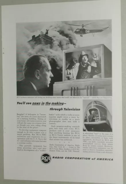 1946 RCA advertisement, Radio Corp. of America, mobile TV camera prediction