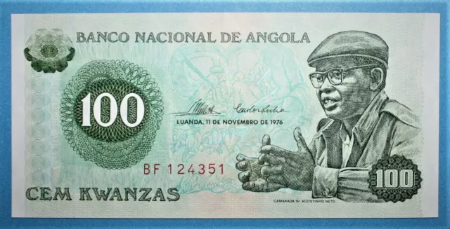 A5 - Angola 100 Kwanzas 1976 Uncirculated Banknote P. 111 - Neto *** Beautiful