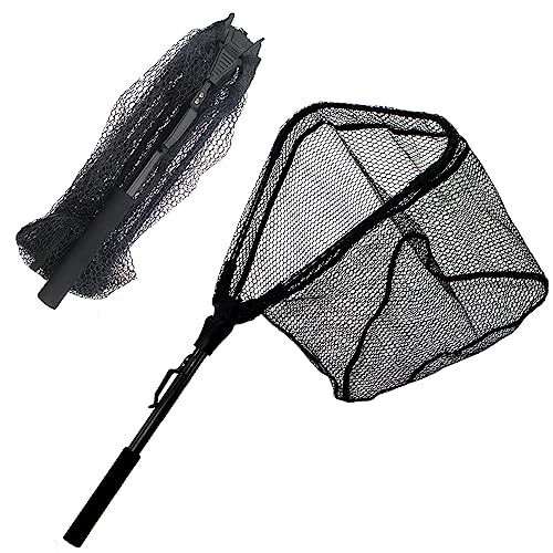 Foldable Fish Landing Net With Portable Telescopic Pole Handle For Easy Transpor