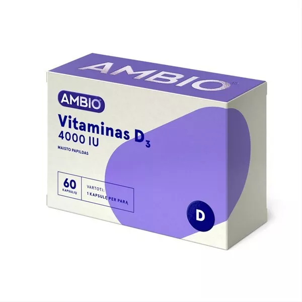 Ambio Vitamine D3 4000IU 60 Capsules Système Immunitaire Supplément Dent OS Bien
