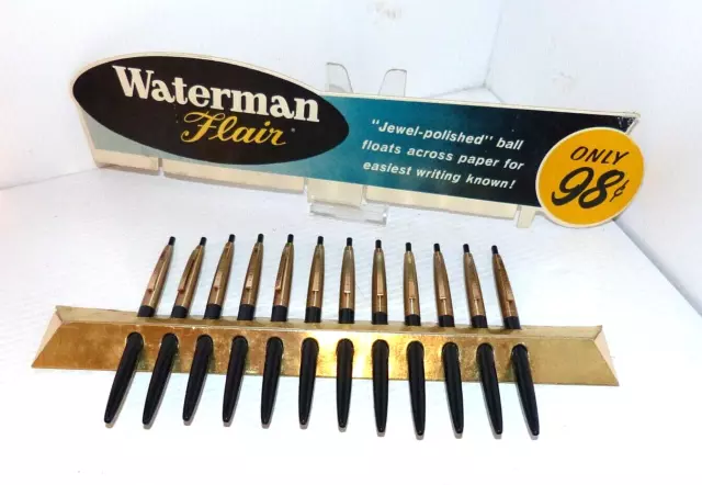 Vintage NOS Waterman Flair Ballpoint Pen Partial Store Display  - Estate Find !