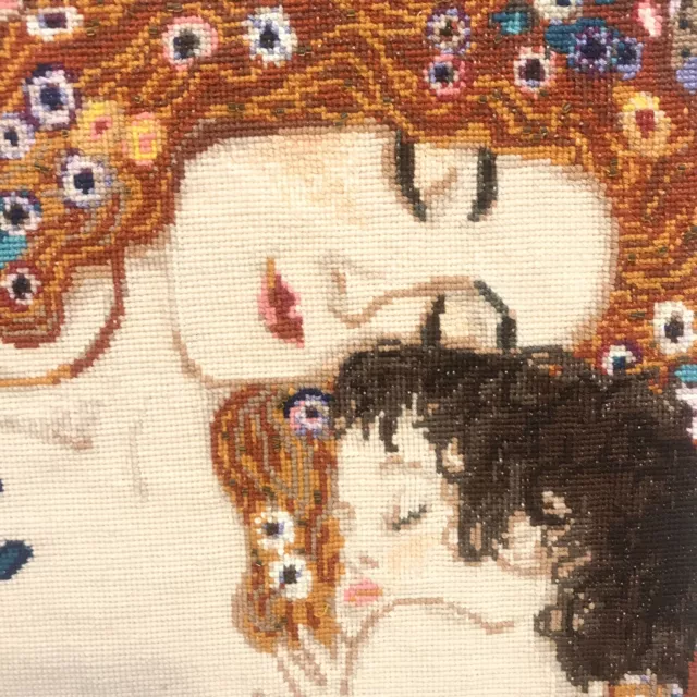 Quadro MATERNITÀ di Gustav Klimt Ricamato Punto Croce Grafica dai Colori Caldi 2