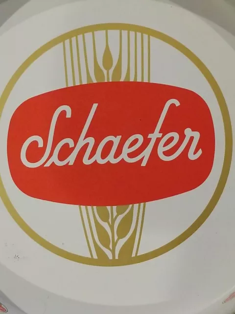 Vintage 60'S Schaefer Beer Tin Litho Serving Tray 13" America's Oldest Lager