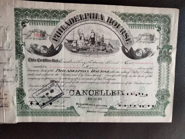 Anteil an der Börse von Philadelphia 1945 - werden Sie Teilhaber an einer Börse