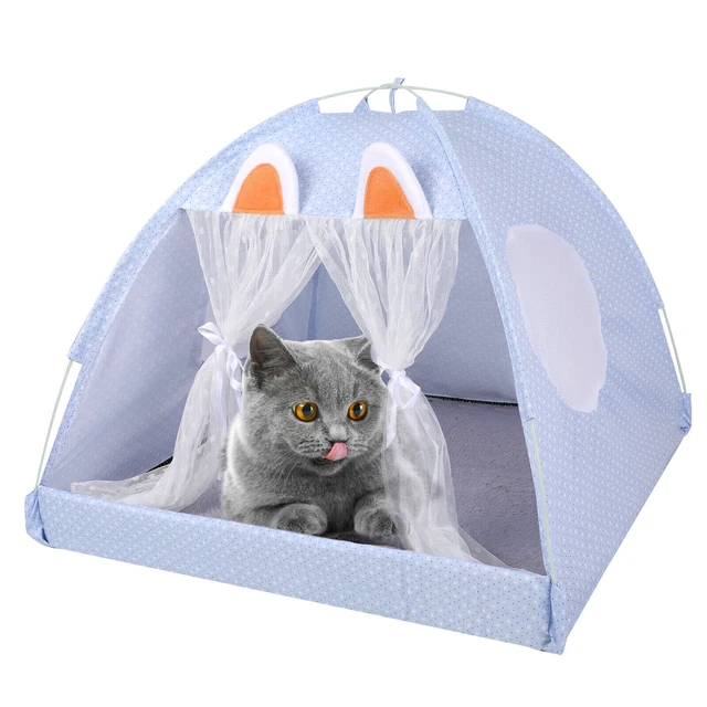 Pet Cat Dog Bed Tent House Canvas Indoor Puppy Sleeping Cave Bed w/ Cushion 12