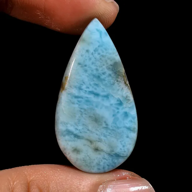 20.50 Cts.100% Natural Larimar Pear Shape Cabochon Loose Gemstone 33X17X5 MM