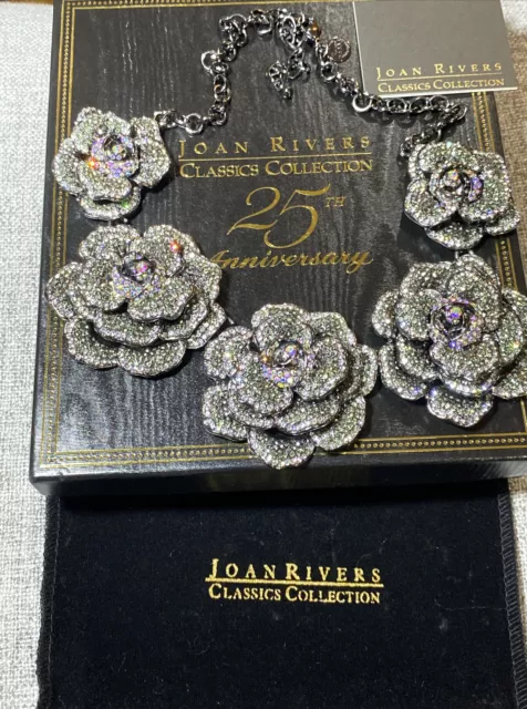 NEW Joan Rivers Extravagant Pave' Rose 18" Statement Necklace 25th Anniversary