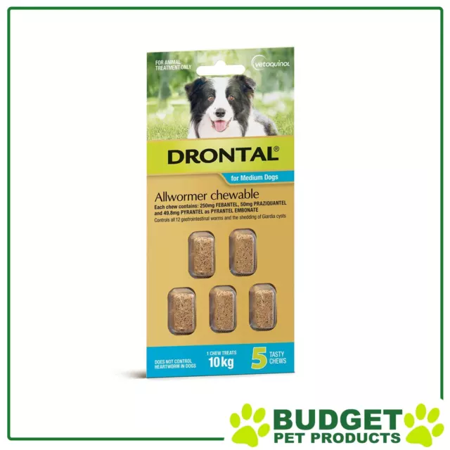 Drontal Allwormer For Dogs Medium 3-10kg 5 Chews