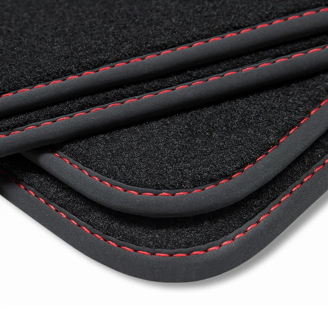 Tappetini Auto Tuning-art Per Seat Leon 2 1P (2005-2012) – Velluto 800g/m² Con Doppia Cucitura Rossa, Antiscivolo, Set Completo - 4