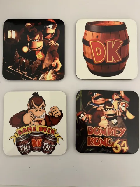 set of four handmade donkey kong coasters