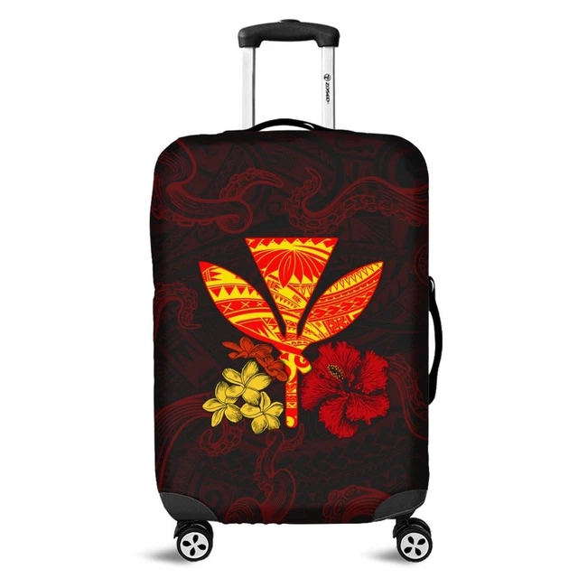 (Custom Personalised) Hawaii Flowers Wave Luggage Cover Kanaka Maoli Green Polynesian LT13 main image 0