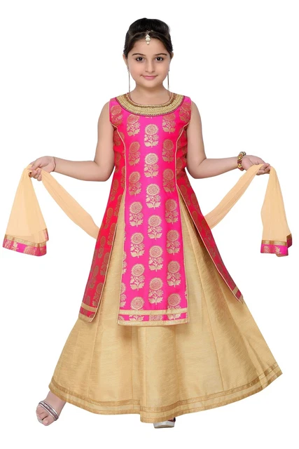 ADIVA Girls Indian Party Wear Lehenga Choli for Kids (12_13 Years) Pink