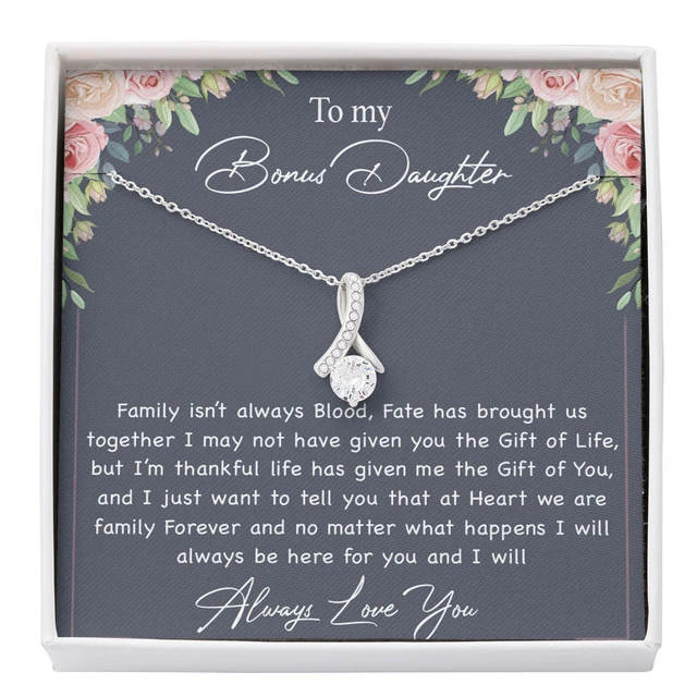 To My Bonus Daughter Necklace, Gift For Daughter, Birthday Graduation Christmas