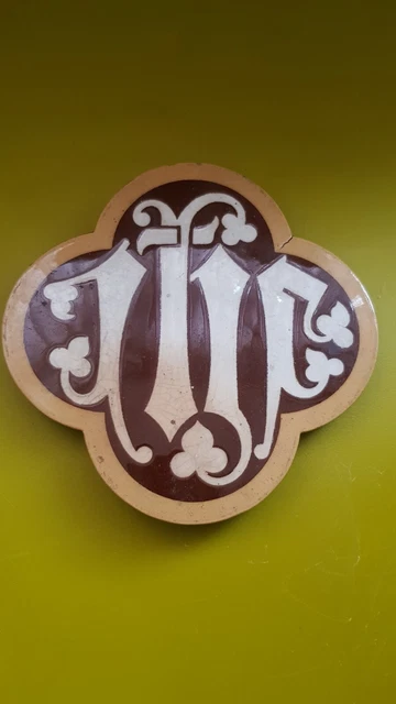 Antique Tile William Godwin Gothic / Medieval  Rare Quatrefoil Encaustic Tile