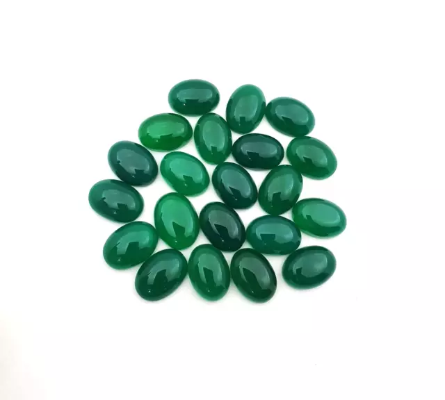 Vert Naturel Onyx Ovale Cabochon Desseré Gemme Lot 8 Pièces 13x18 MM 105 CT