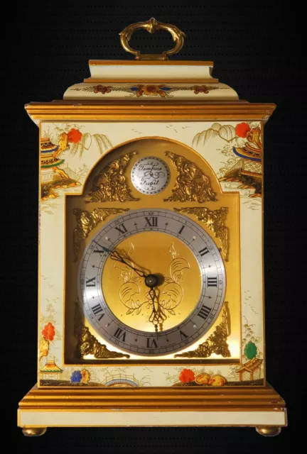 Hand Painted Chinioserie English Bracket Clock by Elliott of London