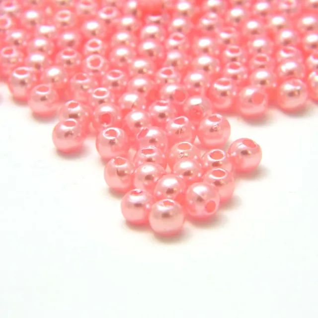 Lot of 700 Little 4mm Round Plastic Acrylic Faux Pearl Beads With Luster Finish