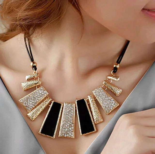 Pendant Chain Crystal Choker Chunky bib Statement Women Necklace Jewelry Gift