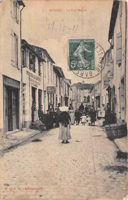Cpa 17 Marans La Rue Neuve