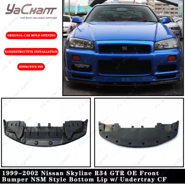 CF For 99-02 Nissan Skyline R34 GTR OE Front Bumper NSM Bottom Lip w/Undertray CF For 99-02 Nissan Skyline R34 GTR OE Front Bumper NSM Bottom Lip w/Undertray